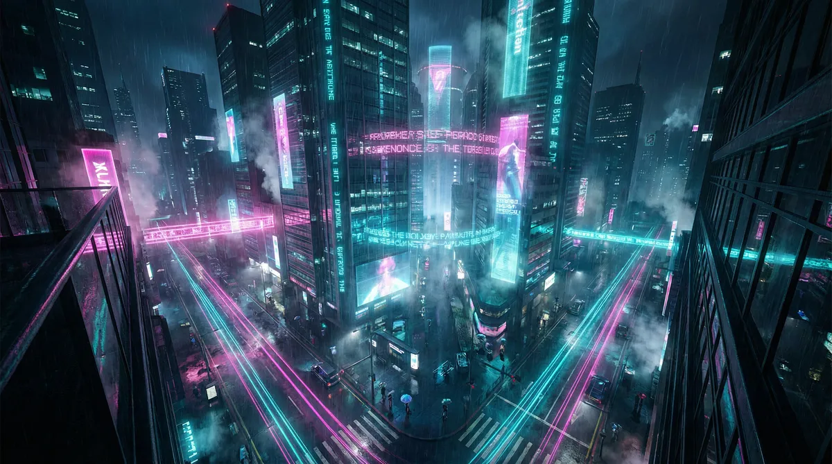 国模毛明两腿打开新图 竖屏短剧平台首页背景 - 赛博朋克都市夜景